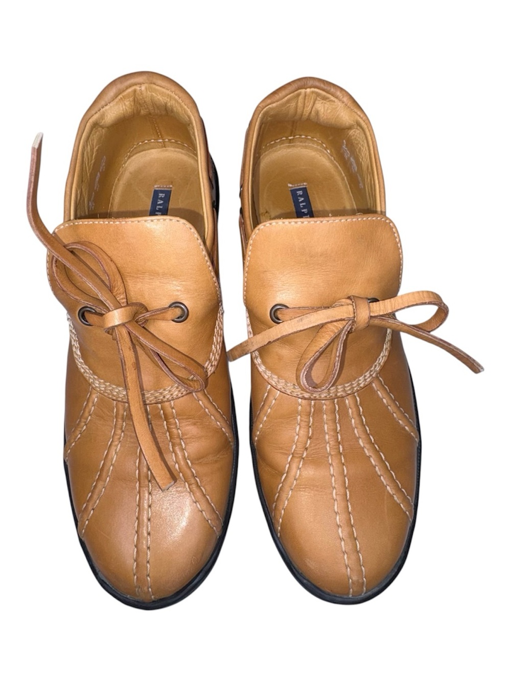 Ralph Lauren Tan Leather Duck Moccasin Loafers Boat Shoes Womens 7.5 B